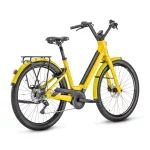 Vélo de ville électrique Moustache Lundi 27.3 curry brillant, Smart System, vue de 3/4 dos