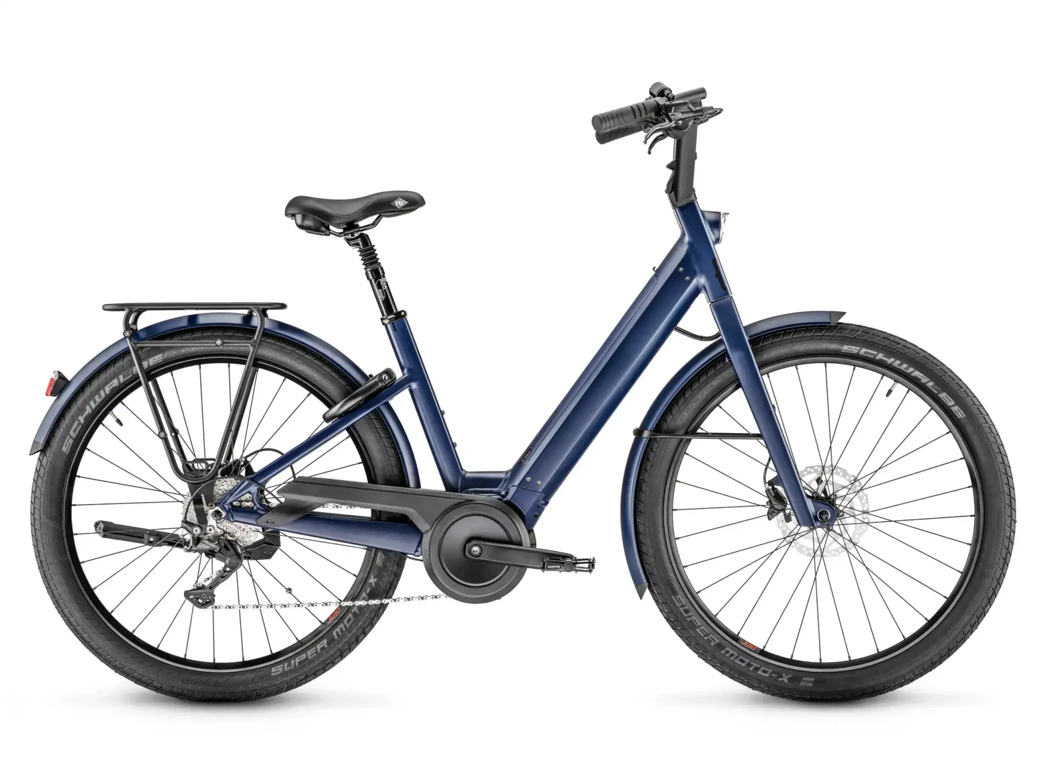 Vélo de ville électrique Moustache Lundi 27.3 bleu nuit mat Smart System d'occasion